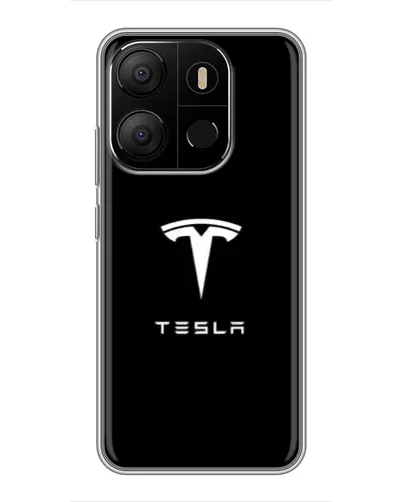 Чехол для TECNO Pop 7 с картинкой «Tesla White Logo»