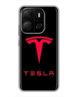 Чехол для TECNO Pop 7 с картинкой «Tesla Red Logo»
