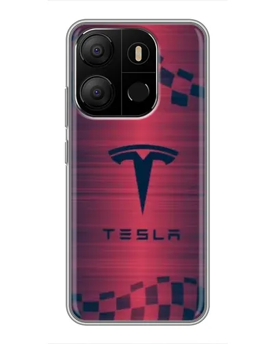 Чехол для TECNO Pop 7 с картинкой «Тесла красный карбон»