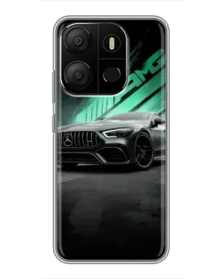 Чехол для TECNO Pop 7 с картинкой «Темный Mercedes AMG»