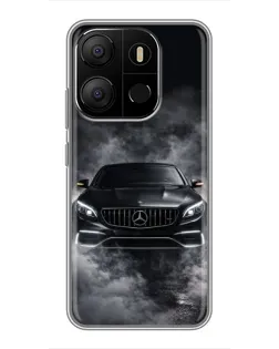 Чехол для TECNO Pop 7 с картинкой «Mercedes в дыму»