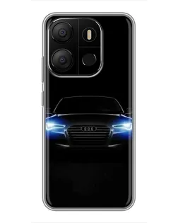 Чехол для TECNO Pop 7 с картинкой «Audi в неоне»