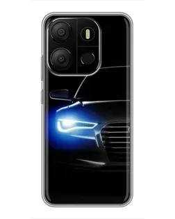 Чехол для TECNO Pop 7 с картинкой «Неоновый взгляд Audi»