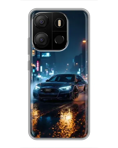 Чехол для TECNO Pop 7 с картинкой «Ночной город и Audi»