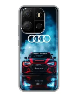 Чехол для TECNO Pop 7 с картинкой «Audi Sport — неон»