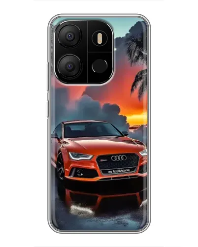 Чехол для TECNO Pop 7 с картинкой «Audi — закат»