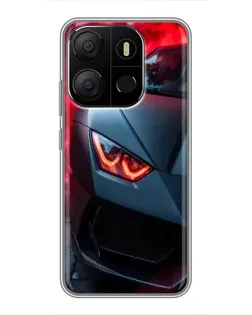 Чехол для TECNO Pop 7 с картинкой «Lamborghini красное сияние»