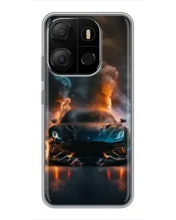 Чехол для TECNO Pop 7 с картинкой «Lamborghini дымная эстетика»