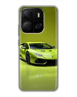 Чехол для TECNO Pop 7 с картинкой «Салатовый Lamborghini Huracan»
