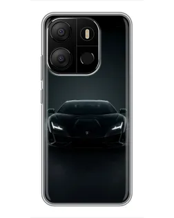 Чехол для TECNO Pop 7 с картинкой «Черный Lamborghini Aventador»