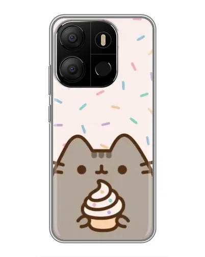 Чехол для TECNO Pop 7 с картинкой «Пушин с кексом»