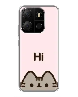 Чехол для TECNO Pop 7 с картинкой «Пушин говорит Hi»