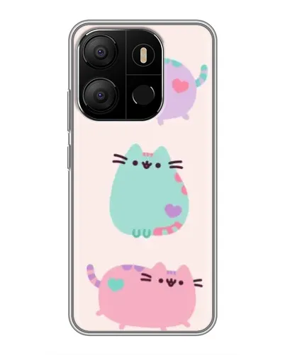Чехол для TECNO Pop 7 с картинкой «Pusheen трио»