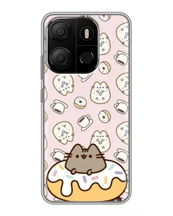 Чехол для TECNO Pop 7 с картинкой «Пушин на пончике»