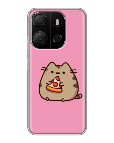 Чехол для TECNO Pop 7 с картинкой «Пушин с пиццей»