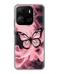 Чехол для TECNO Pop 7 с картинкой «Бабочка в дыму»