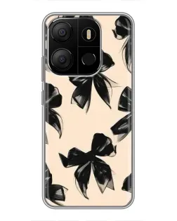 Чехол для TECNO Pop 7 с картинкой «Паттерн черные банты»