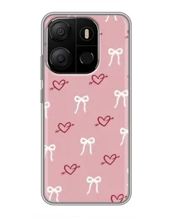 Чехол для TECNO Pop 7 с картинкой «Сердца и банты»
