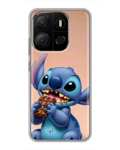 Чехол для TECNO Pop 7 с картинкой «Стич ест шоколад»
