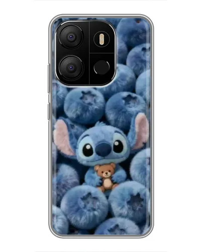 Чехол для TECNO Pop 7 с картинкой «Стич и голубика»