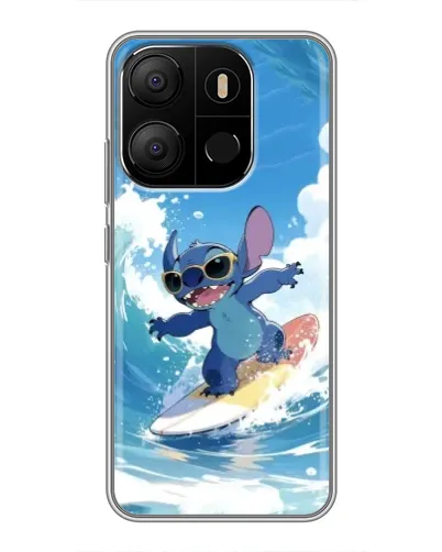 Чехол для TECNO Pop 7 с картинкой «Стич на волне»