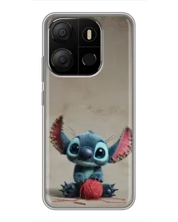 Чехол для TECNO Pop 7 с картинкой «Стич на коричневом фоне»