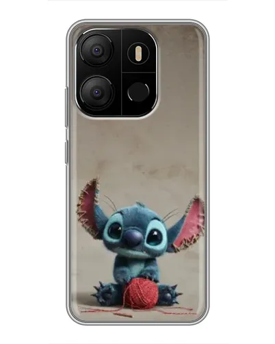 Чехол для TECNO Pop 7 с картинкой «Стич на коричневом фоне»