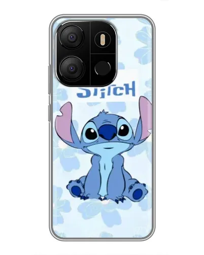 Чехол для TECNO Pop 7 с картинкой «Stitch среди цветов»
