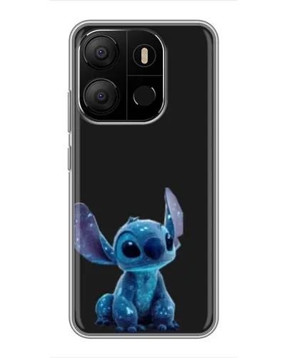 Чехол для TECNO Pop 7 с картинкой «Стич на черном»