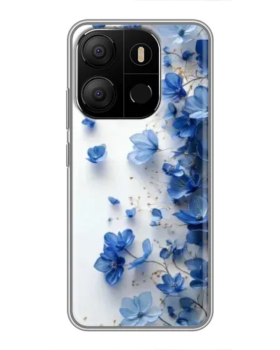Чехол для TECNO Pop 7 с картинкой «Голубой цветочный каскад»