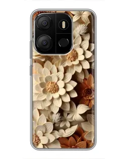 Чохол для TECNO Pop 7 з картинкою «Бежевий флористичний декор»