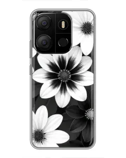 Чохол для TECNO Pop 7 з картинкою «Монохромні айстри»
