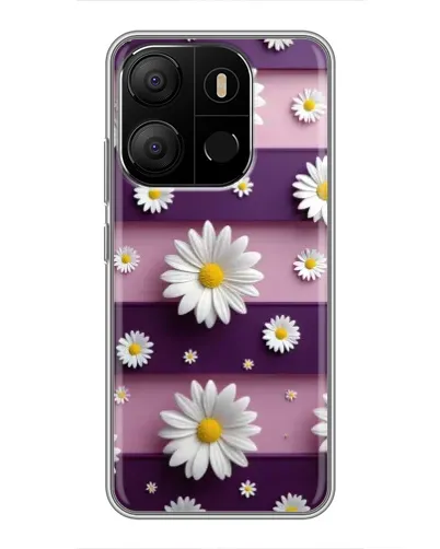 Чехол для TECNO Pop 7 с картинкой «Ромашки на фиолетовом»