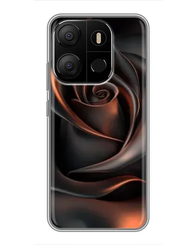 Чехол для TECNO Pop 7 с картинкой «Шелковая черная роза»