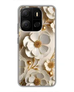 Чохол для TECNO Pop 7 з картинкою «Білі паперові квіти»