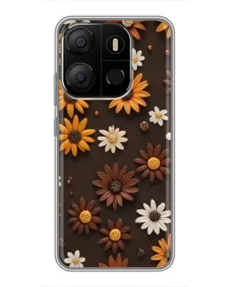 Чохол для TECNO Pop 7 з картинкою «Візерунок з маленьких соняшників»