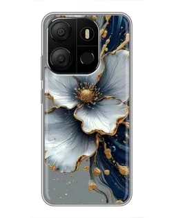 Чохол для TECNO Pop 7 з картинкою «Біла квітка та золотий флюїд»