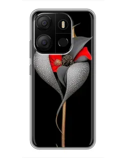Чохол для TECNO Pop 7 з картинкою «Срібна фантазійна квітка»