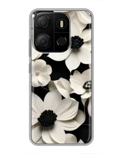 Чохол для TECNO Pop 7 з картинкою «Об'ємні білі квіти»