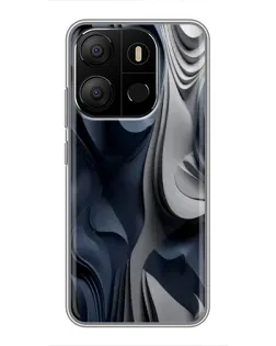 Чехол для TECNO Pop 7 с картинкой «Объемные синие складки»