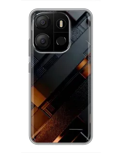 Чехол для TECNO Pop 7 с картинкой «Черные геометрические блоки»
