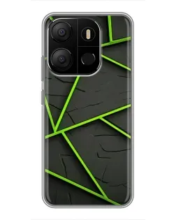 Чехол для TECNO Pop 7 с картинкой «Зеленые геометрические линии»