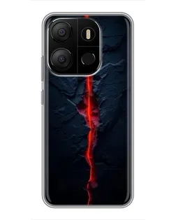 Чехол для TECNO Pop 7 с картинкой «Kрасная лавовая трещина»