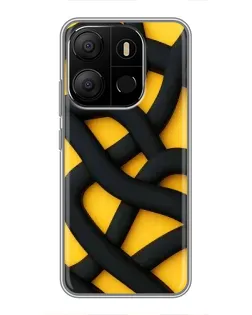 Чехол для TECNO Pop 7 с картинкой «Черное желтое переплетение»