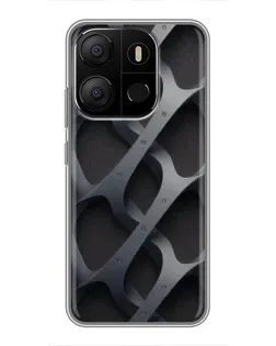 Чехол для TECNO Pop 7 с картинкой «Объемное серое плетение»