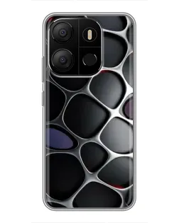Чехол для TECNO Pop 7 с картинкой «Объемная темная решетка»
