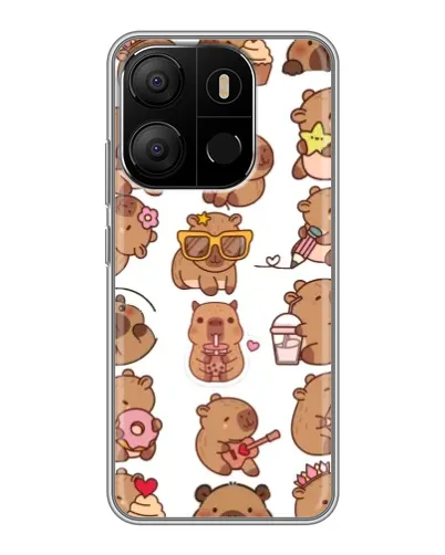 Чехол для TECNO Pop 7 с картинкой «Стикерпак с капибарами»