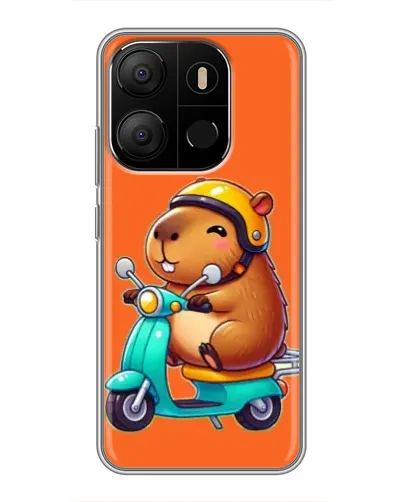 Чехол для TECNO Pop 7 с картинкой «Капибара на скутере»