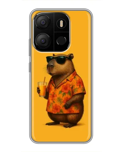 Чехол для TECNO Pop 7 с картинкой «Капибара на отдыхе»