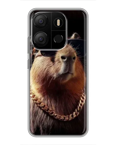 Чехол для TECNO Pop 7 с картинкой «Капибара золотая цепь»